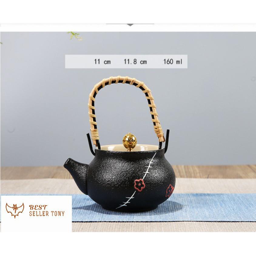 Hot - Ấm trà Nhật Bản hộp gỗ đen huyền bí tráng men cực đẹp 2019