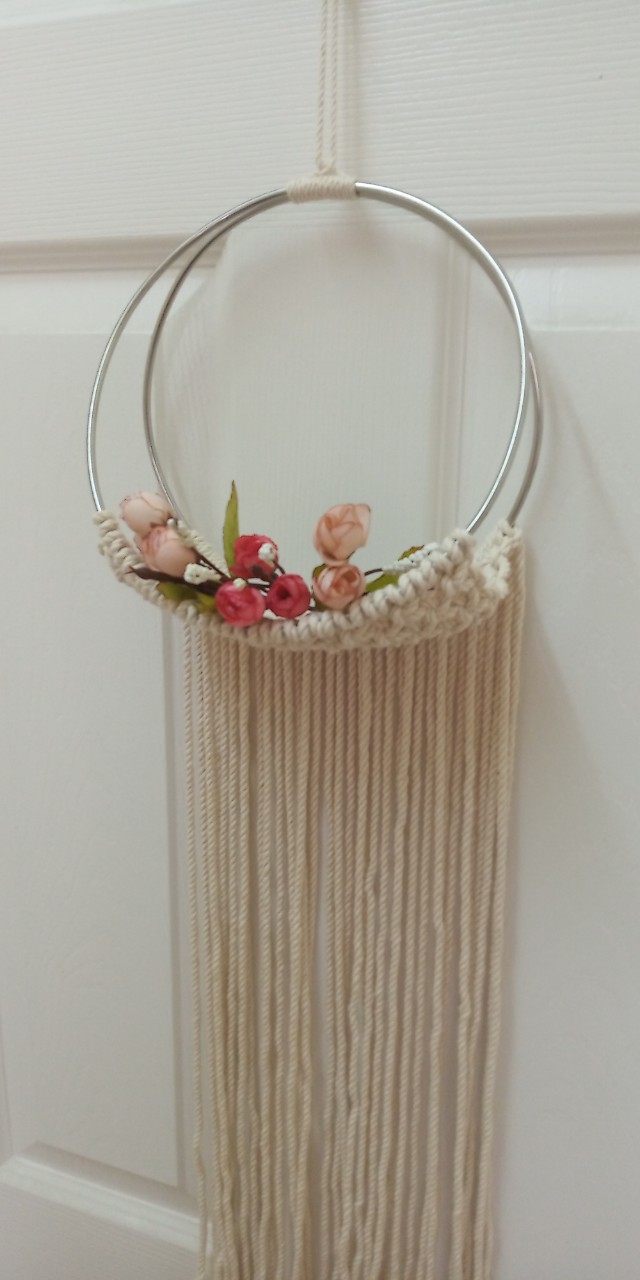 Giỏ treo trang trí lẵng hoa giỏ treo cây không khi khung tròn tết dây thủ công macrame