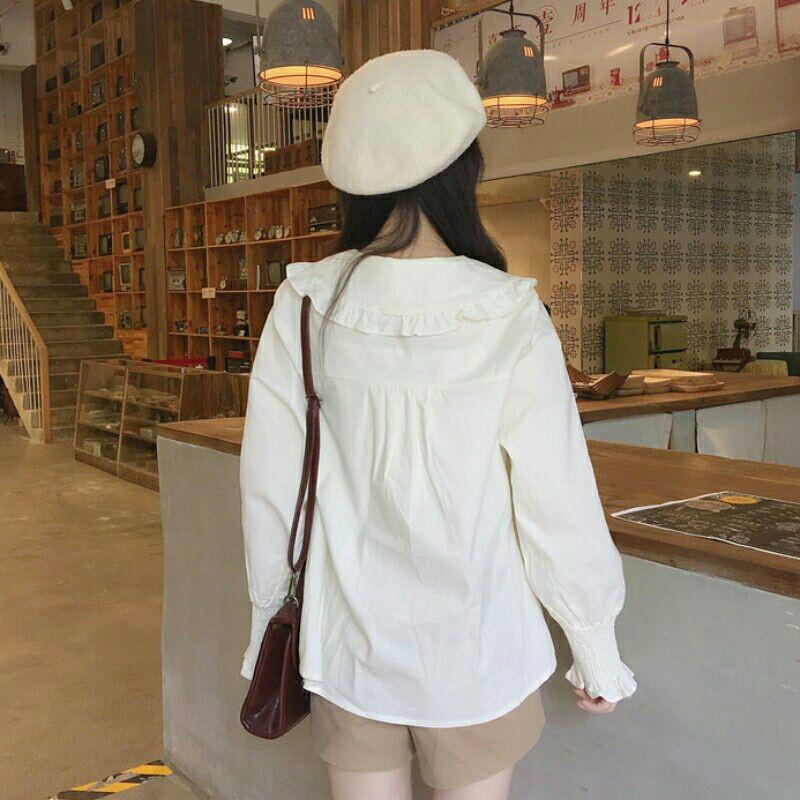 ÁO SƠ MI TRẮNG TAY BO ÁO TIỂU THƯ XINH XINH