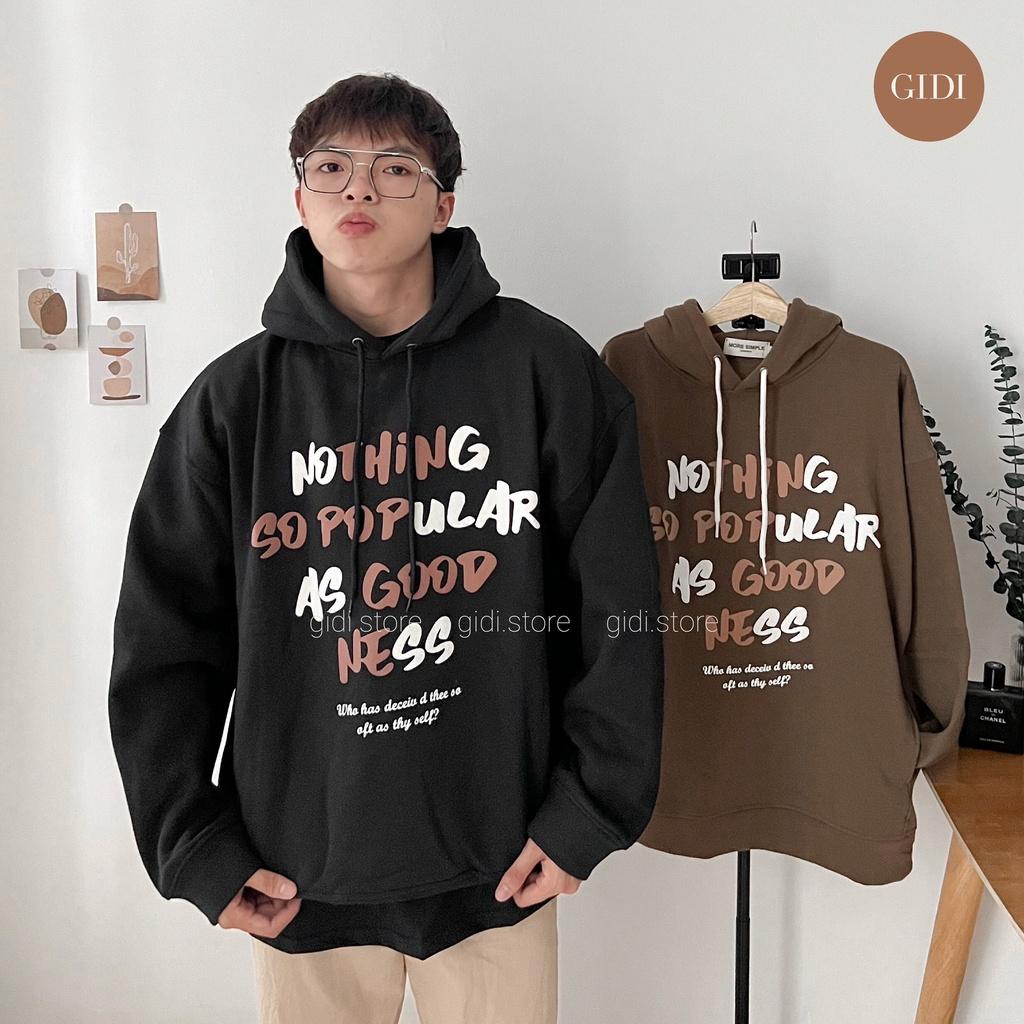 Hoodie POPU Nothing Nam nữ unisex form rộng chất nỉ bông dày dặn - hoodie chui đầu có mũ Oversize