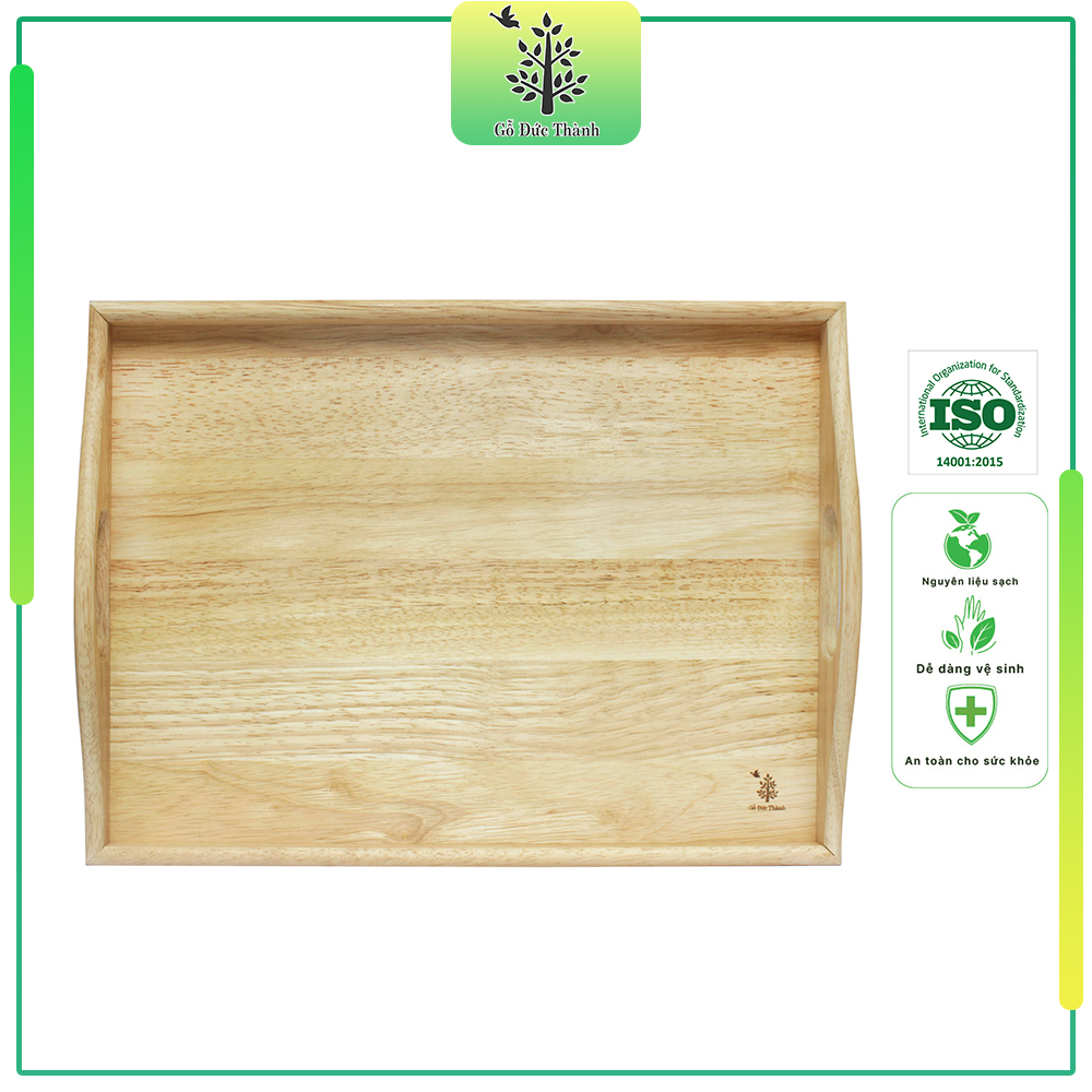 Khay Gỗ Đa Năng Size Lớn, Có Tay Cầm Tiện Dụng Gỗ Đức Thành 23701 Đựng Đồ Ăn Trang Trí Chụp Hình Decor