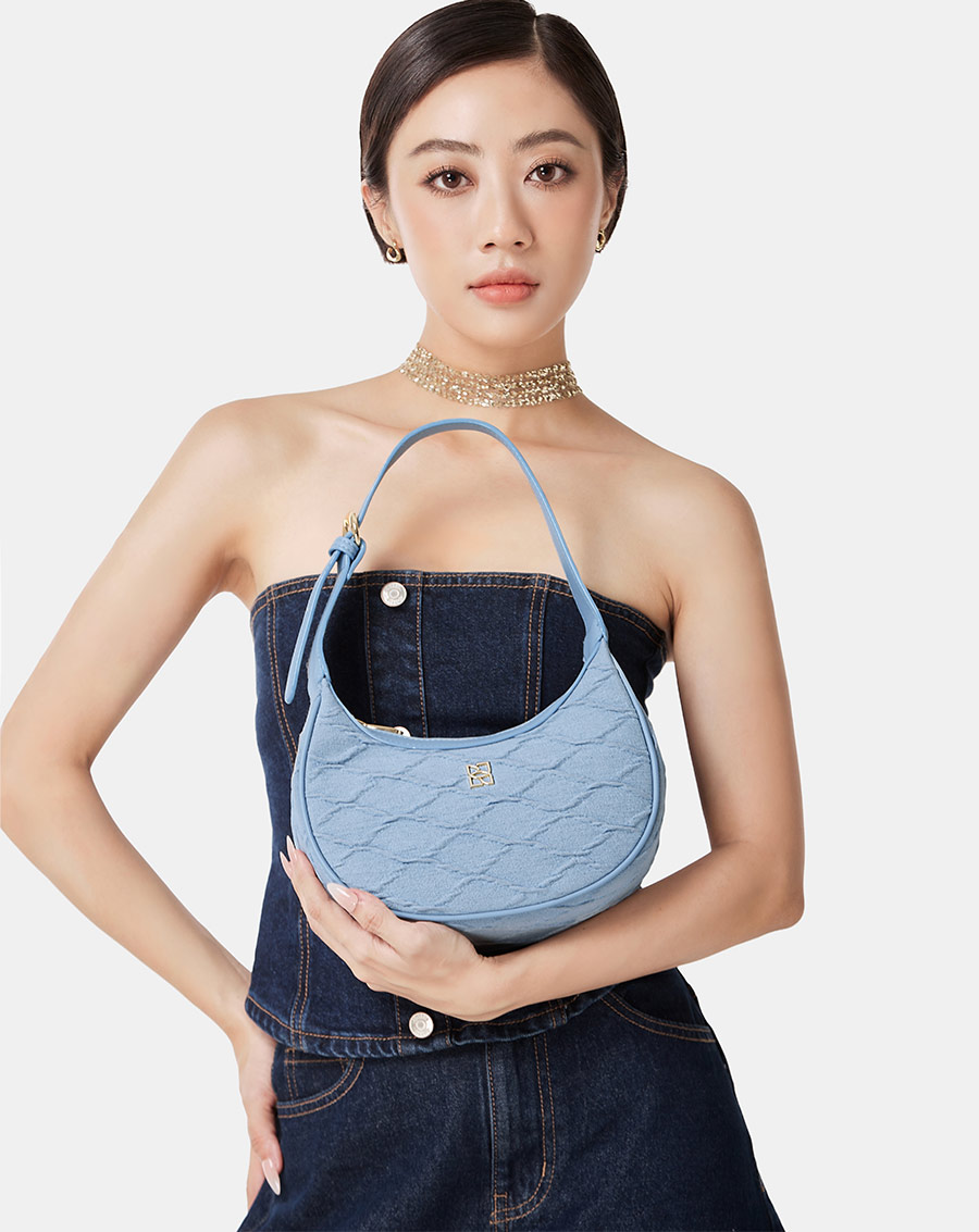 Túi Xách Nữ Thời Trang JUNO Cỡ Nhỏ Hobo Trang Trí Logo Cách Điệu TXN741
