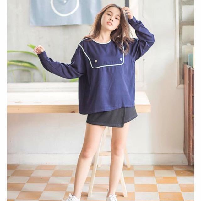 Áo viền thủy thủ tay dài