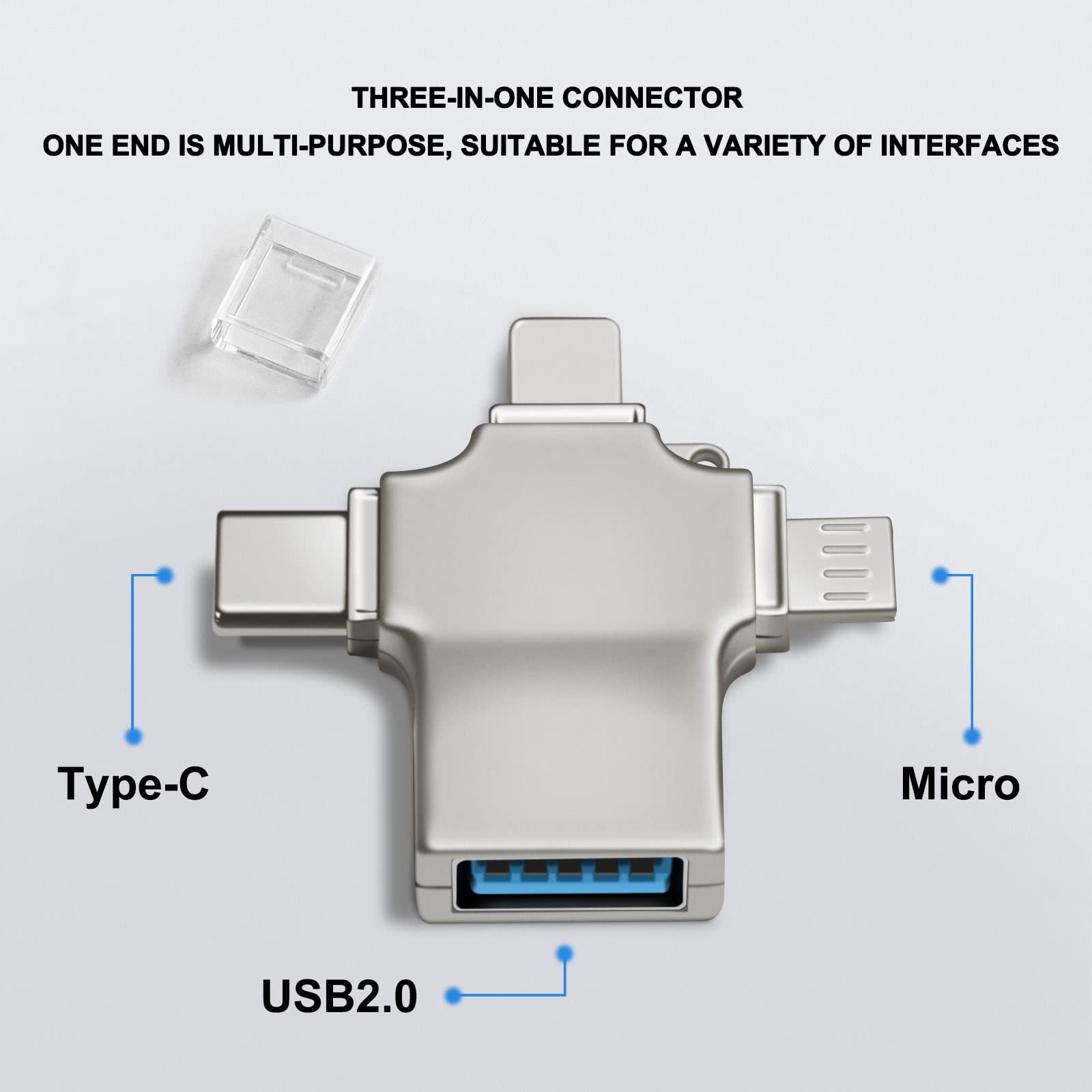 Bộ chuyển đổi OTG 3 trong 1 (Ligh tning/Micro/Type-C) sang USB 3.0 cho điện thoại, máy tính bảng, laptop hỗ trợ kết nối ỗ trợ ổ flash USB, đầu đọc thẻ, bàn phím và chuột, máy ảnh