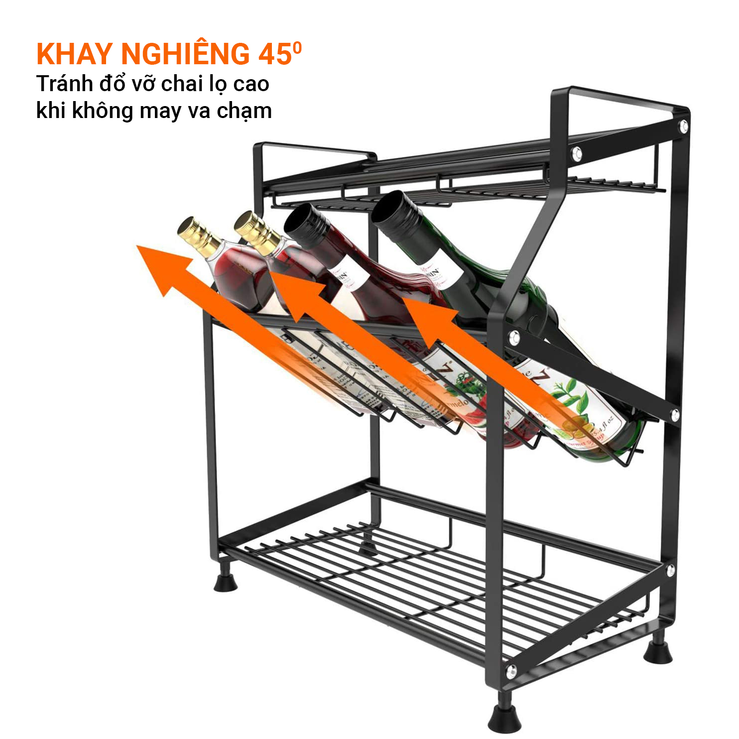 Giá kệ để gia vị 3 tầng SIÊU CHƯA ĐỒ - BẢN MỚI NÂNG CẤP 2023 thép Carbon sơn đen KHÔNG GỈ VANDO cao cấp Giá kệ nhà bếp đa năng nhà bếp