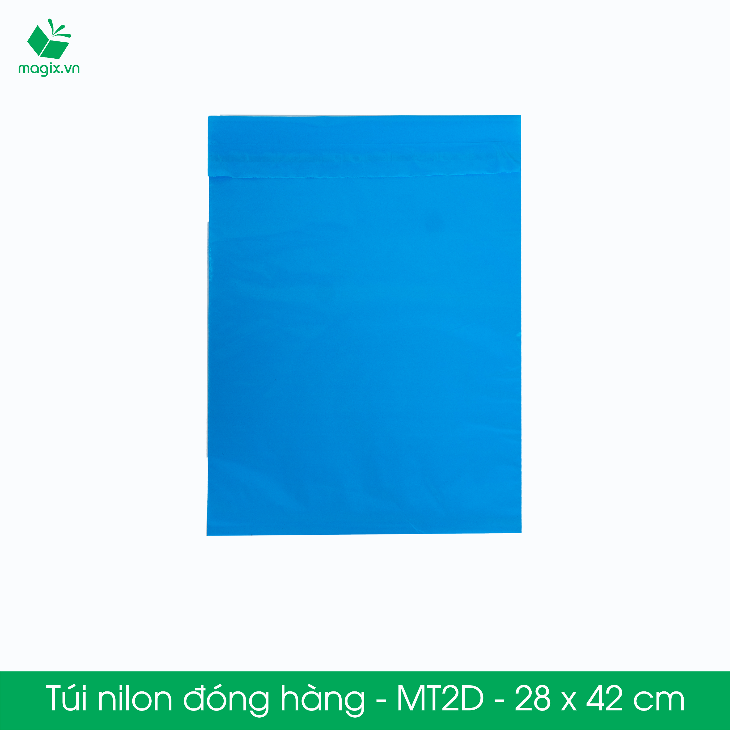 MT2D - 28x42 cm - Túi nilon gói hàng - 100 túi niêm phong đóng hàng màu xanh dương