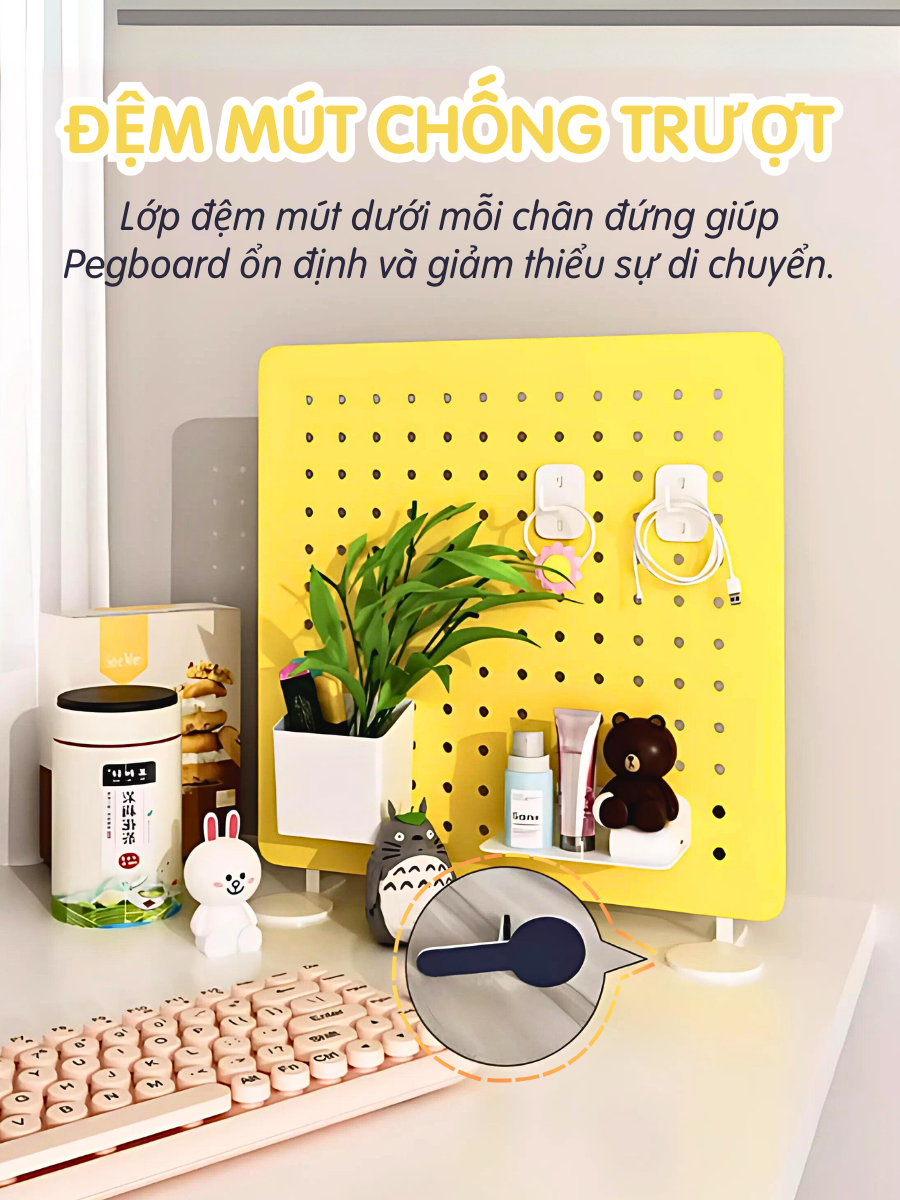 Bảng lỗ Pegboard Dola Home cao cấp dạng chân đứng để bàn để dụng cụ làm việc, tai nghe, mô hình, bàn phím, laptop