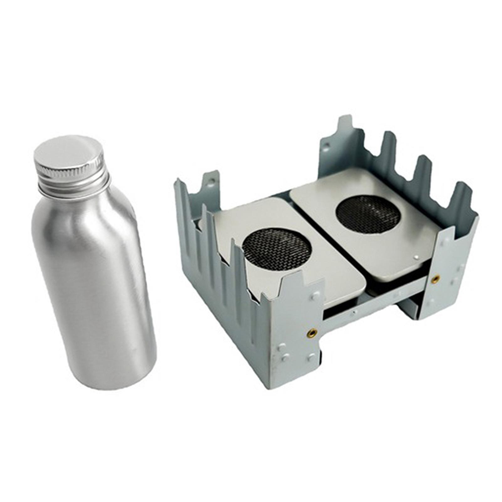 Outdoor Stainless Steel Stove with Bottle Mini Grill Alcohol Furnace Folding Grill Burning Pocket Alcohol Camping Stove