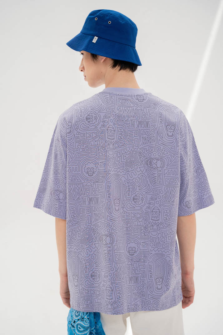Áo Thun Unisex BOO Dáng Oversized Vải Cao Cấp In Tràn Pattern Họa Tiết The Simpsons BZL