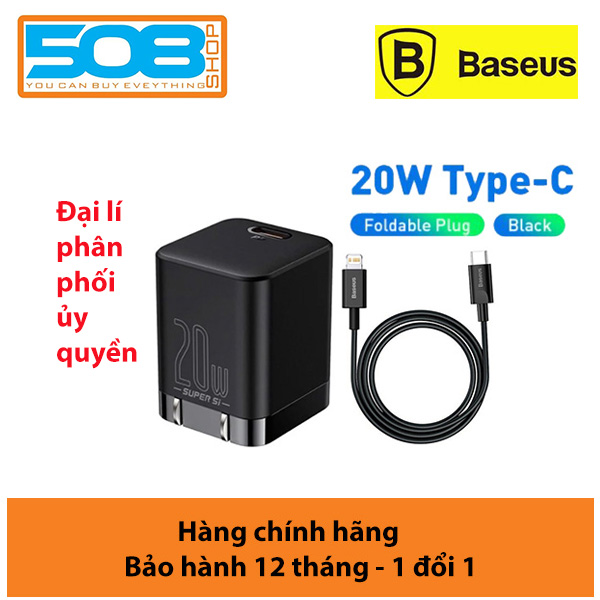 Bộ sạc nhanh IP13 Baseus 20W Super Si Pro Mini USB C sạc nhanh QC3.0 PD - Hàng chính hãng