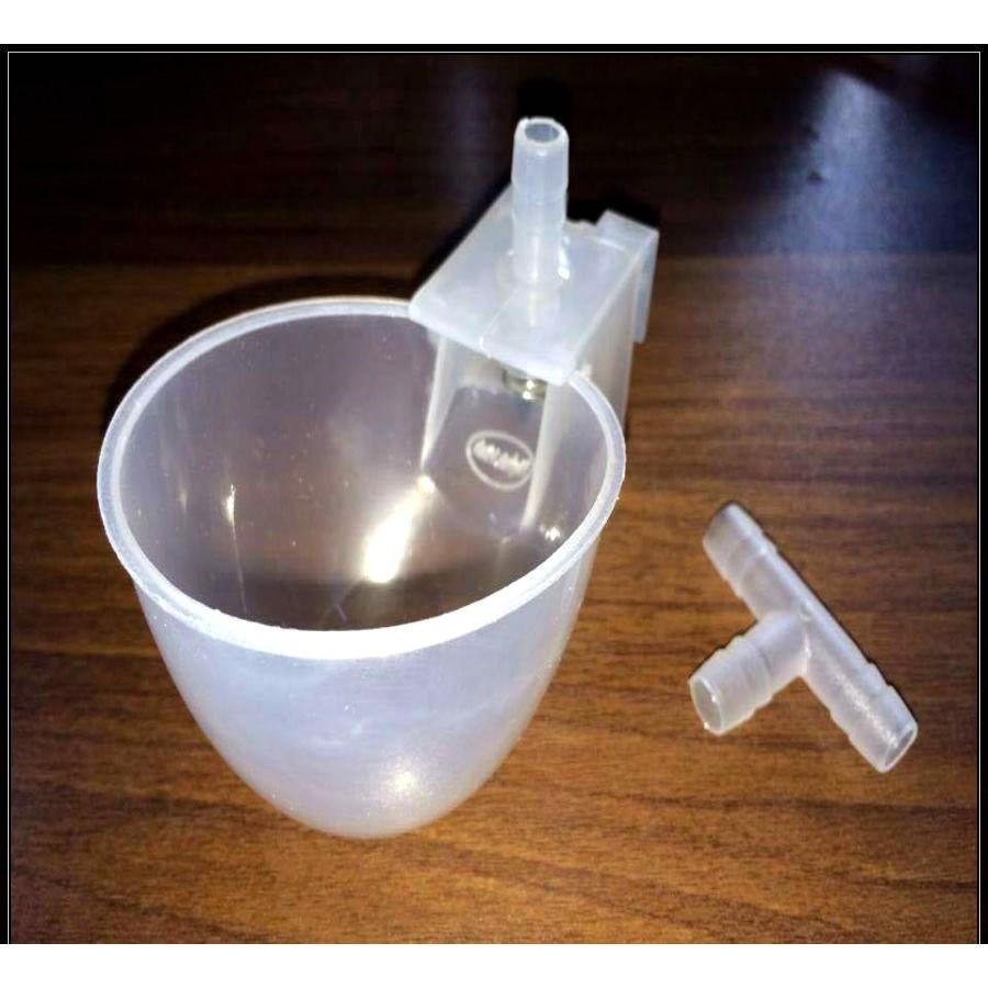 Bộ Máng uống bồ câu tự động (Chén kèm tút chữ T rẽ nhánh) bằng nhựa màu trắng siêu bền