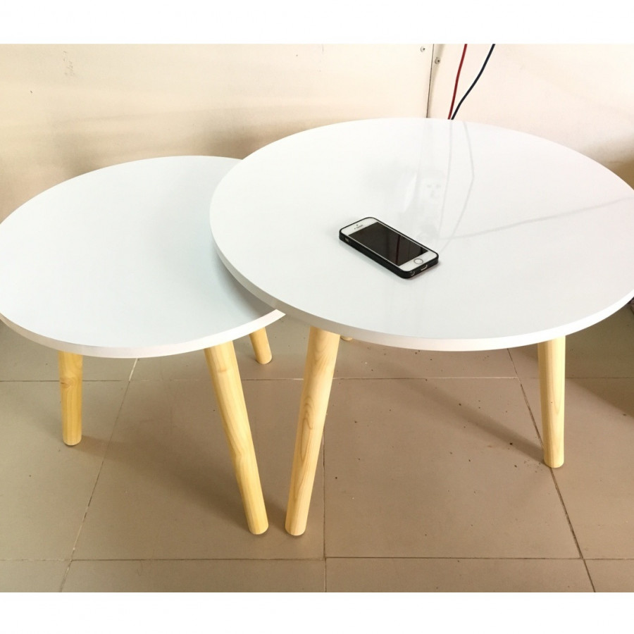 Cặp bàn tròn gỗ sofa phòng khách 60-50, bàn trà, bàn cafe, coffee, cà phê, bàn salon, sopha