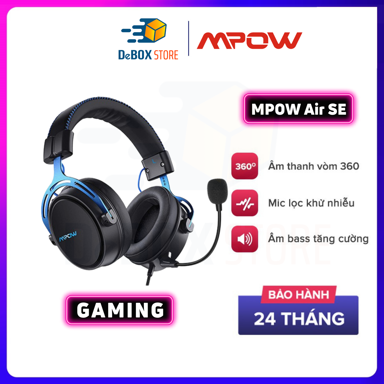 Tai Nghe Gaming Chụp Tai Headphone MPOW Air SE BH439A, Âm Thanh Vòm SPATIAL SURROUND SOUND, Tăng Cường Bass, Mic Lọc Nhiễu - Hàng Chính Hãng