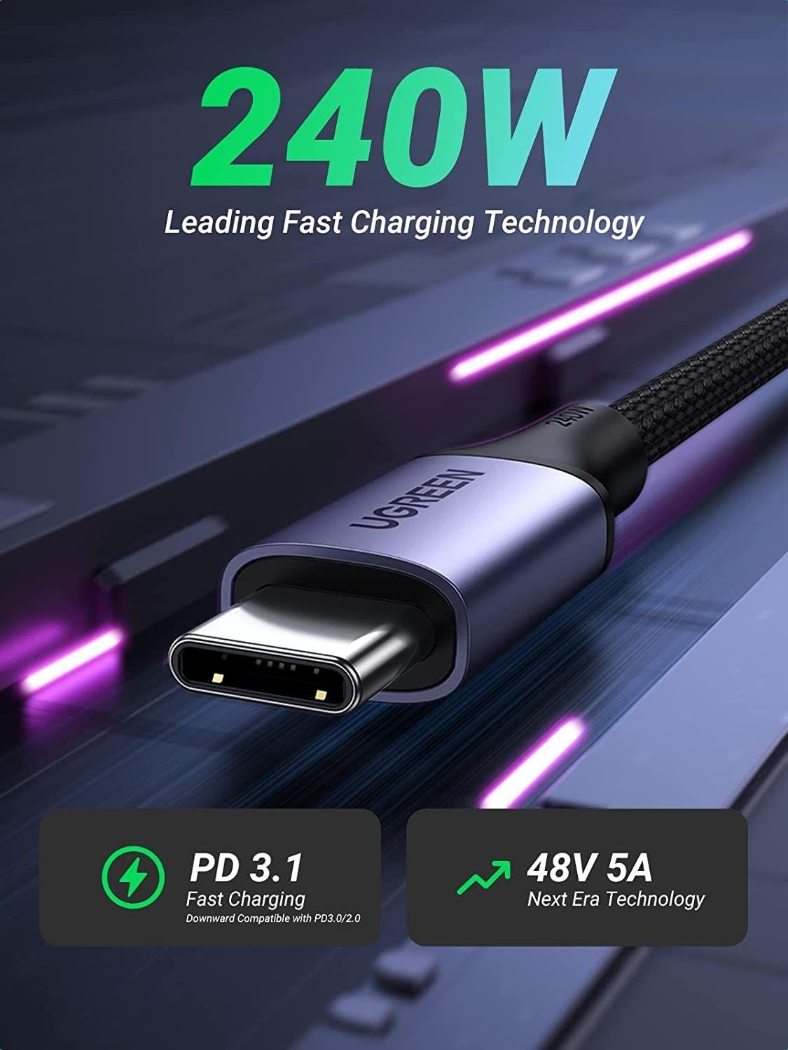 Cáp sạc và truyền dữ liệu USB Type C 5A 240W Ugreen 90440 (Dài 2m) - Hàng Chính Hãng