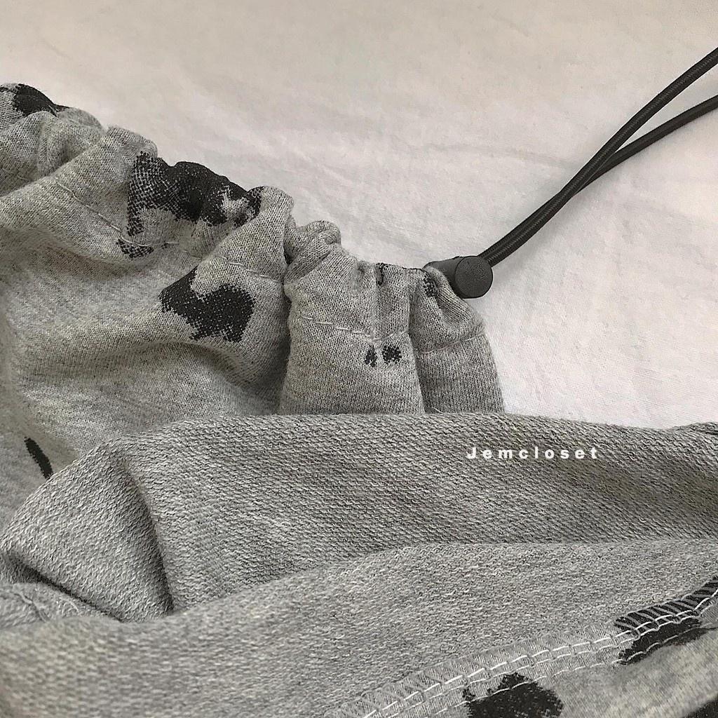Quần Jogger Nữ Dây Rút Street Style Hàn Quốc Jogger Thun Ống Rộng Chất Dày Dặn Đứng Form 2705