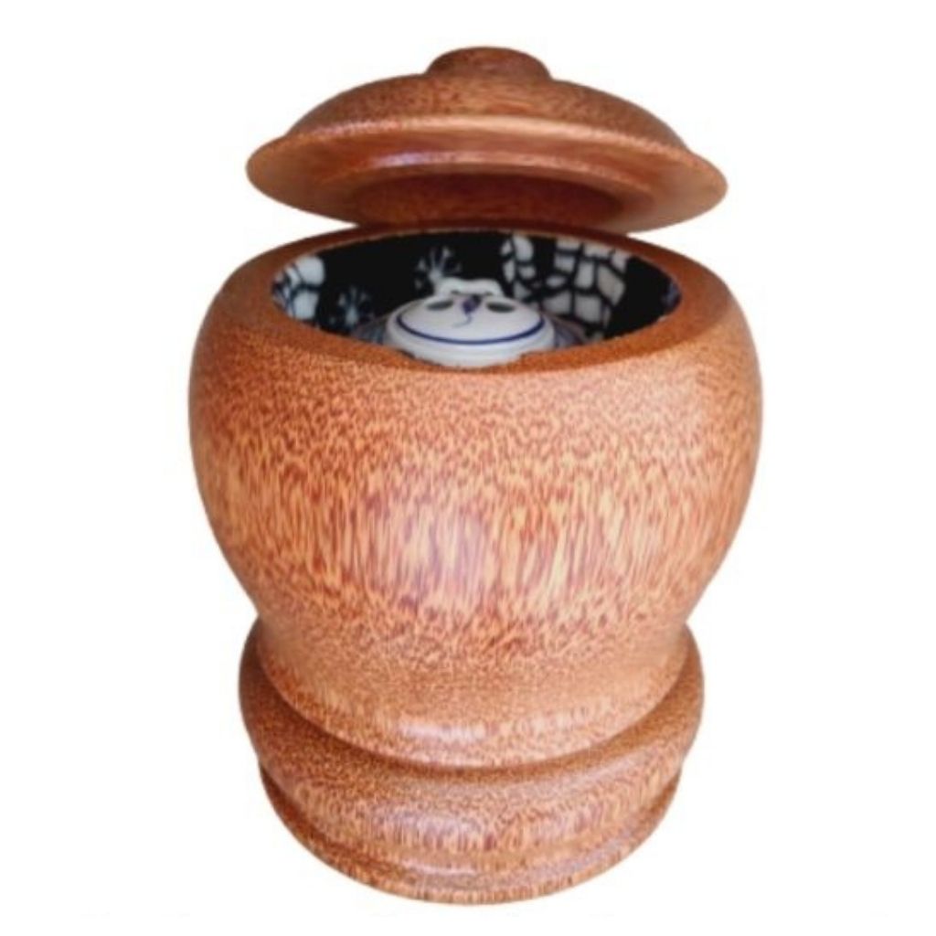 Bình Giữ Ấm Trà Gỗ Dừa Nguyên Khối Và Bình Trà 800 - 950ml - Sản Phẩm Được Sản Xuất Tại Bến Tre