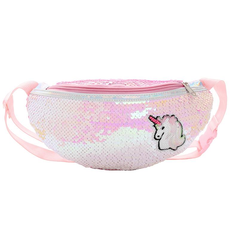 Thời Trang Kim Sa Lấp Lánh Hông Nữ Bé Gái Dây Đeo Vai Túi Trẻ Em Kỳ Lân Eo Gói Xu Hướng Mới Dây Túi Ngực Túi Trẻ Em Eo túi
