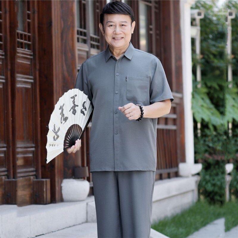 Bộ mặc nhà nam trung niên cho bố, đồ bộ quần áo người già