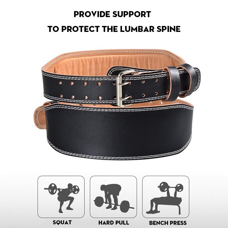 Weight Lifting Belt Adjustable Leather Belt with Padded Lumbar Back Support for Bodybuilding Deadlifts Workout & Squats Exercise