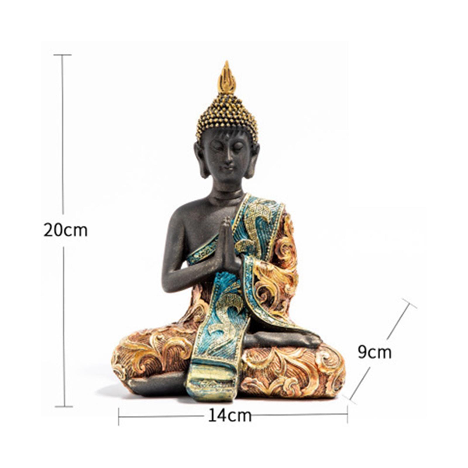 Buddha Statue Meditating Buddha Decorative Figurine Thai Shakyamuni Sitting Statue Desktop Living Room Office Yoga Zen Decoration Collectibles