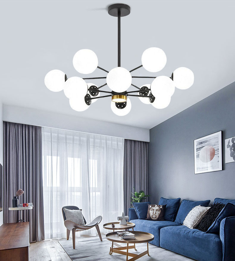 Đèn chùm ALIGA cao cấp hiện đại loại 12 bóng trang trí nội thất sang trọng - Kèm bóng LED chuyên dụng.