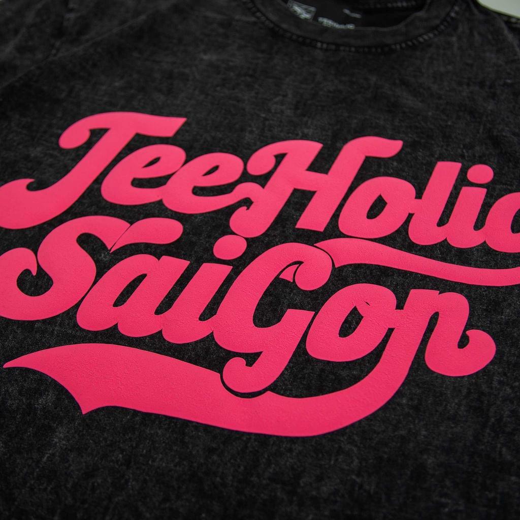 Áo Thun Wash Unisex In Phồng Nổi Màu Hồng Neon TeeHolic - THS