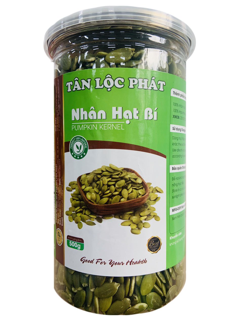 NHÂN HẠT BÍ CAO CẤP BỔ DƯỠNG TÂN LỘC PHÁT - HŨ 500G