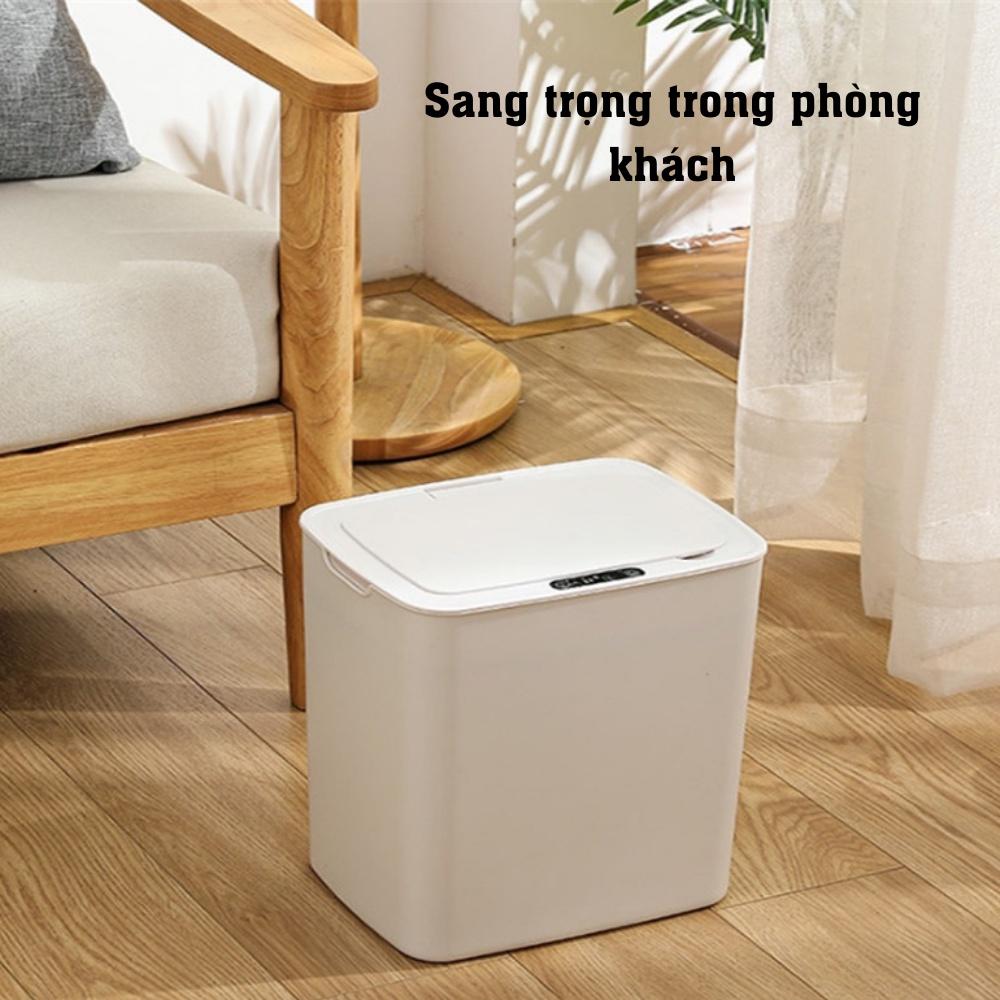 Thùng đựng rác thông minh tự động cảm biến hồng ngoại dung tích 14l sac điện