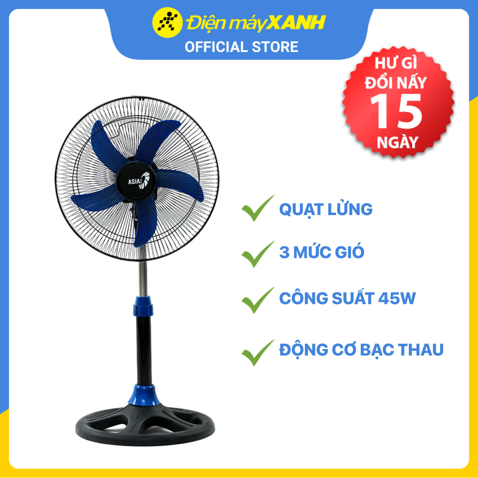 Quạt lửng Asia A16009-DV1 Xanh đen - Hàng chính hãng