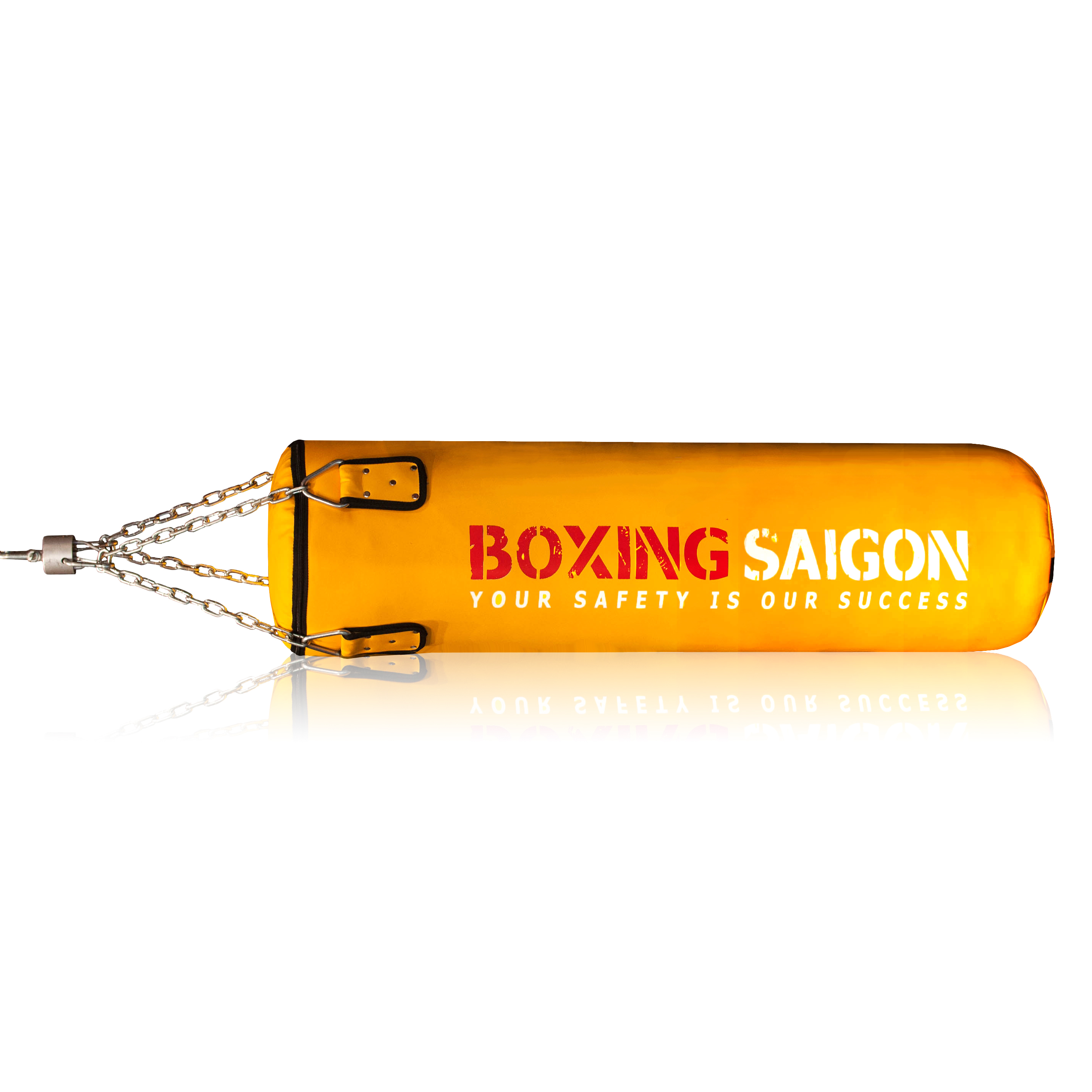 Bao cát đấm bốc dây xích 1m2 Boxing Saigon vàng - Tặng móc treo bao