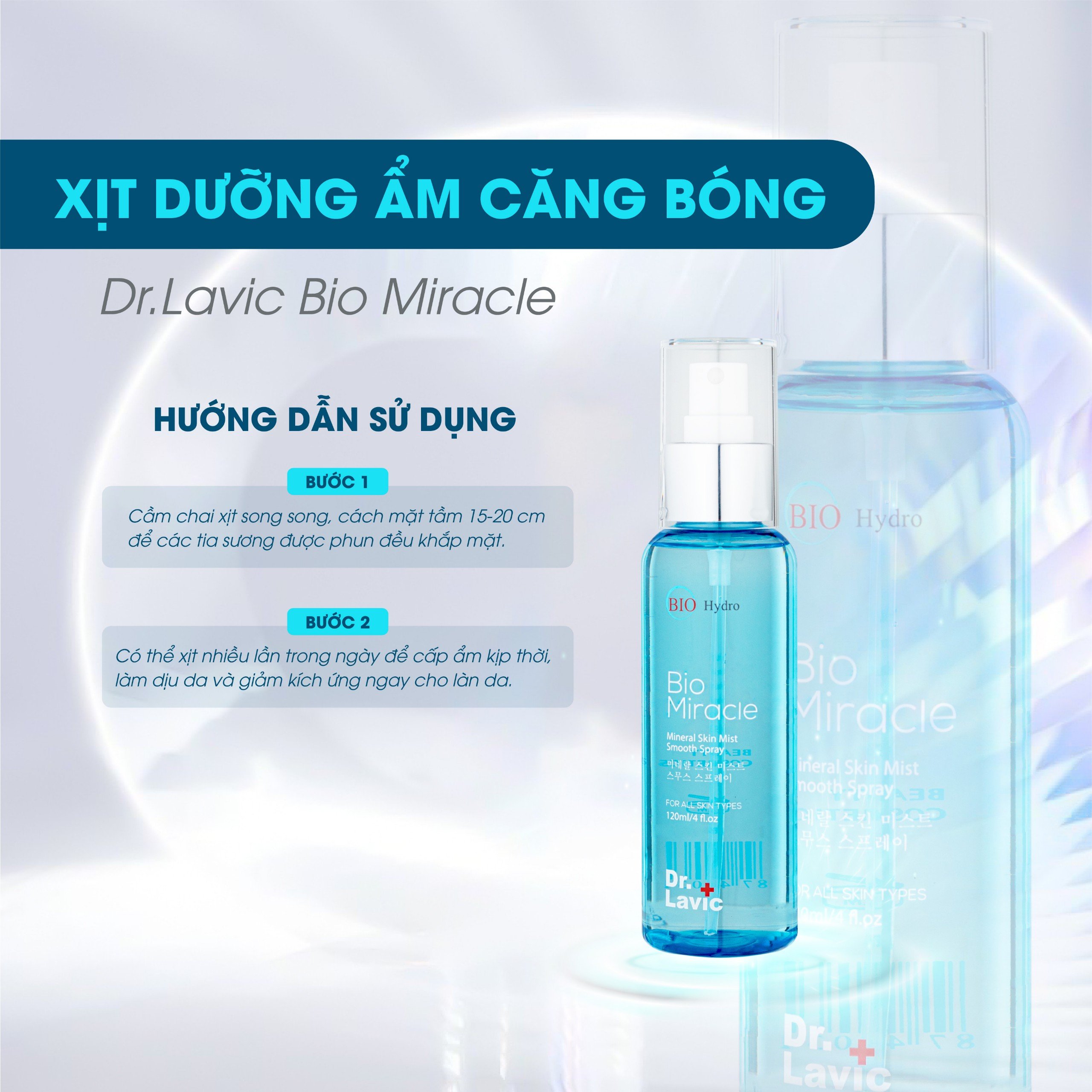 Xịt khoáng mặt dưỡng ẩm Dr.Lavic Bio Miracle dưỡng da cấp nước công nghệ USA 120ml DR933