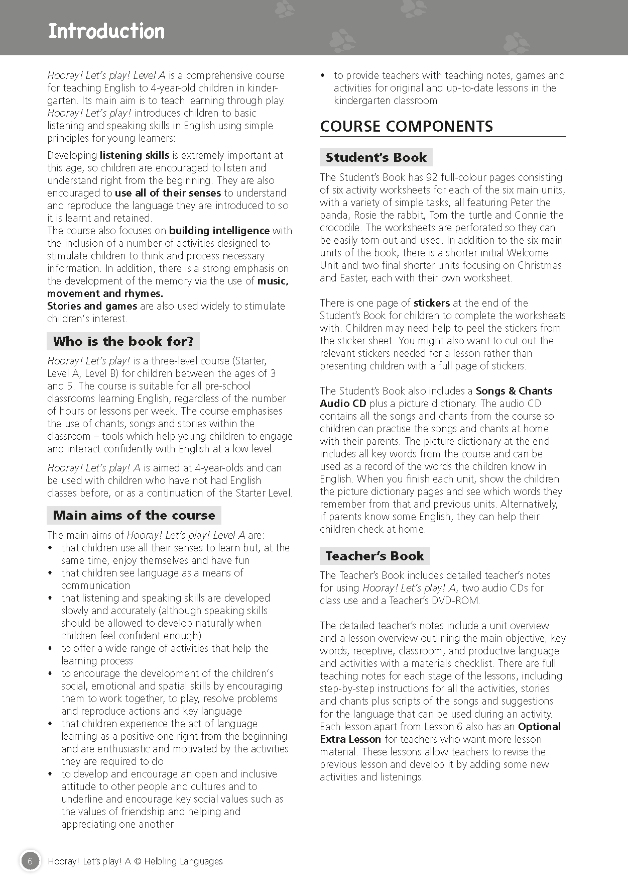 Hooray Let's Play Level A Teacher’s Book
