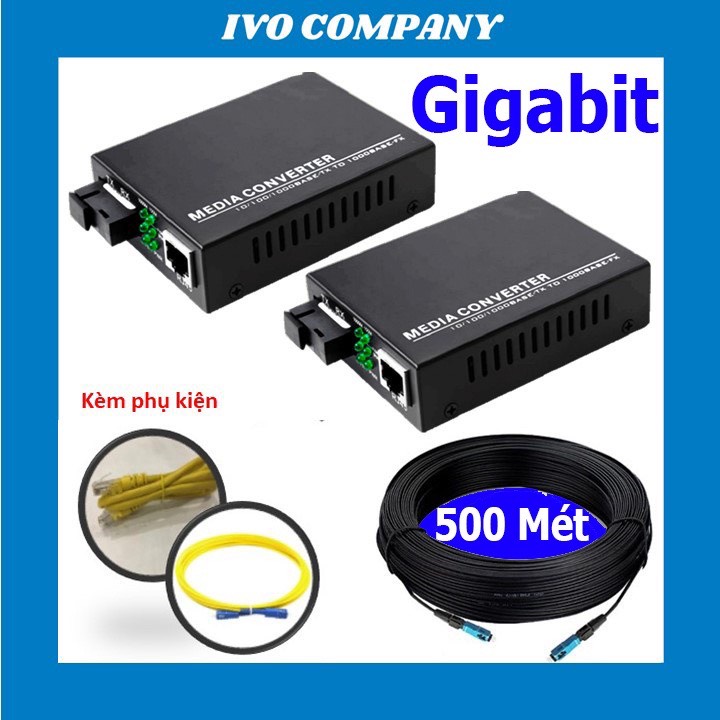 Combo 500m Cáp Quang + Cặp Converter BLACK Gigabit Kèm Phụ Kiện