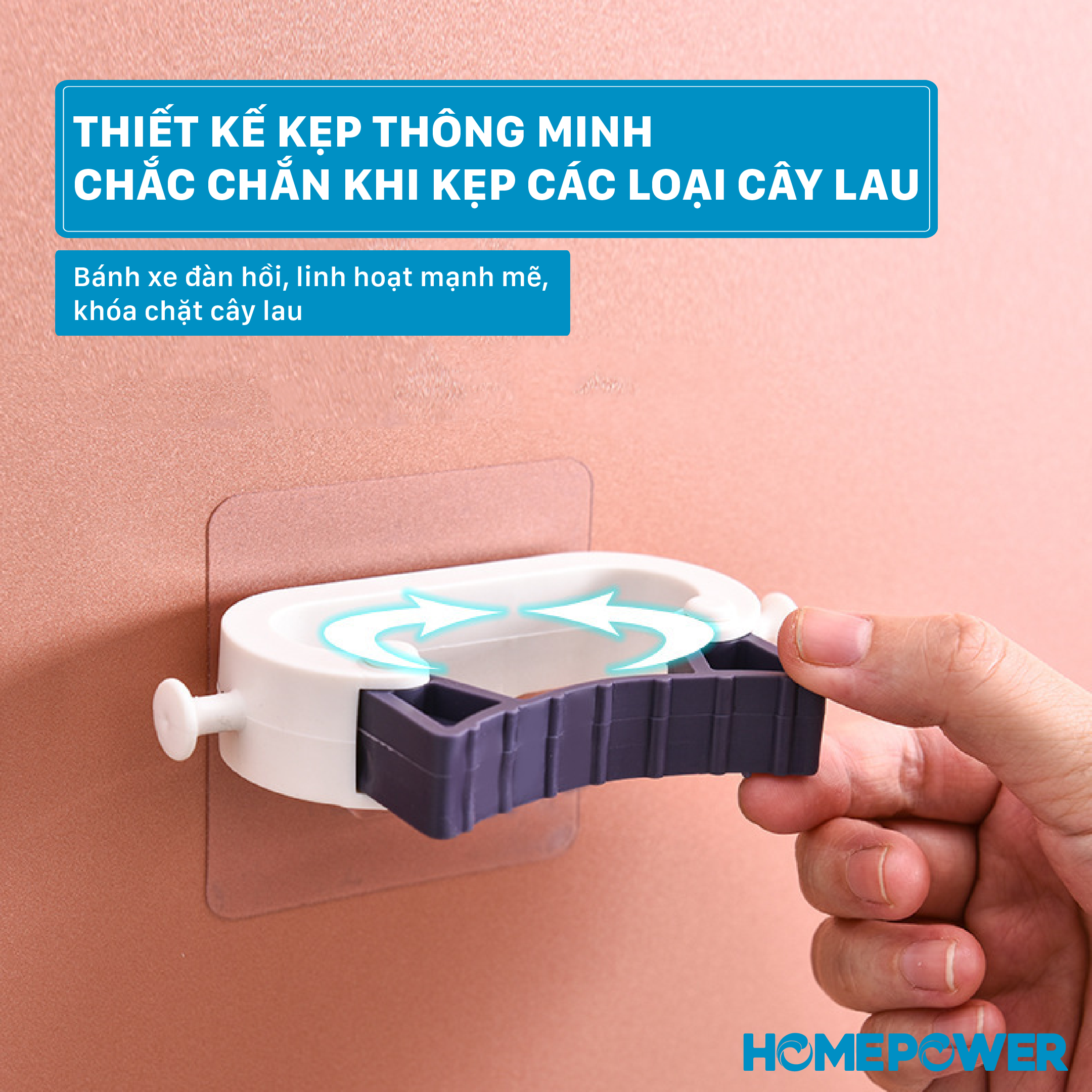 Móc treo cây lau nhà dán tường đa năng HOMEPOWER