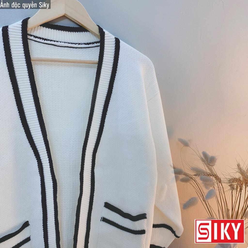 Áo cadigan len trơn nữ form rộng thiết kế viền siêu xinh - KL05