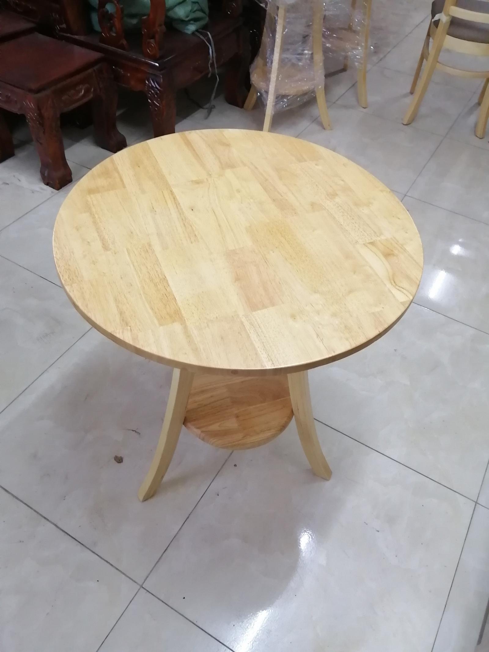 BÀN TRÒN CAFE 2 TẦNG GỖ CAO SU tròn 60cm, cao 73cm