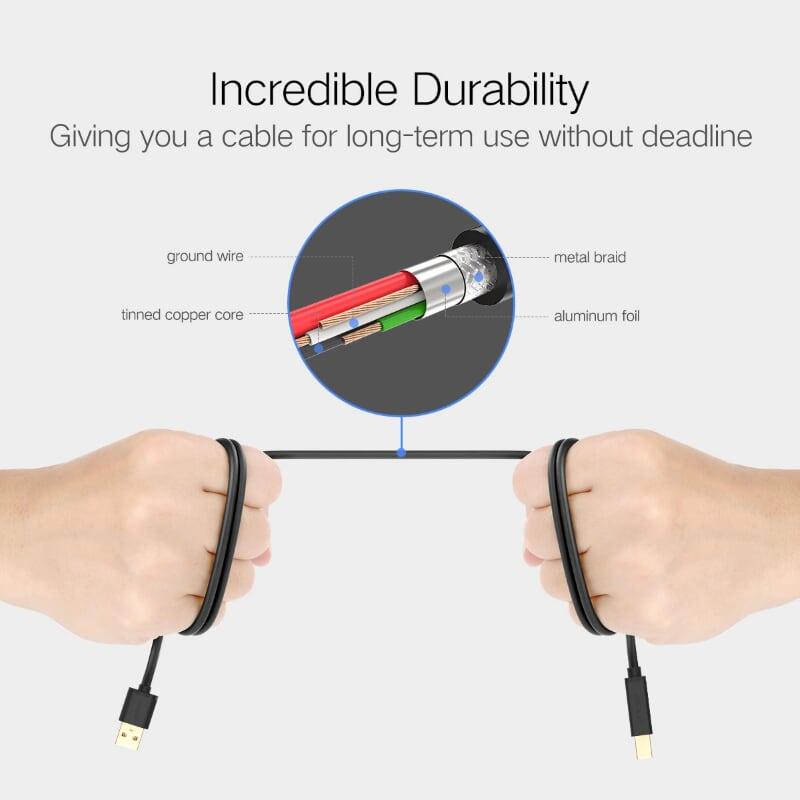 Ugreen 20847 2M màu Đen Cáp USB 2.0 sang USB B máy in đầu mạ vàng Ugreen US135 - Hàng Chính Hãng