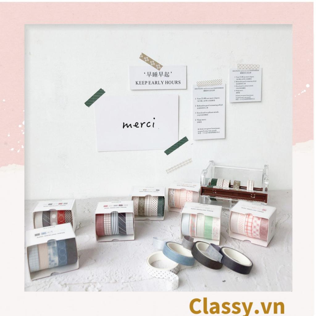 Hộp 10 cuộn băng keo  Classy trang trí mini nhiều họa tiết dễ thương PK1272