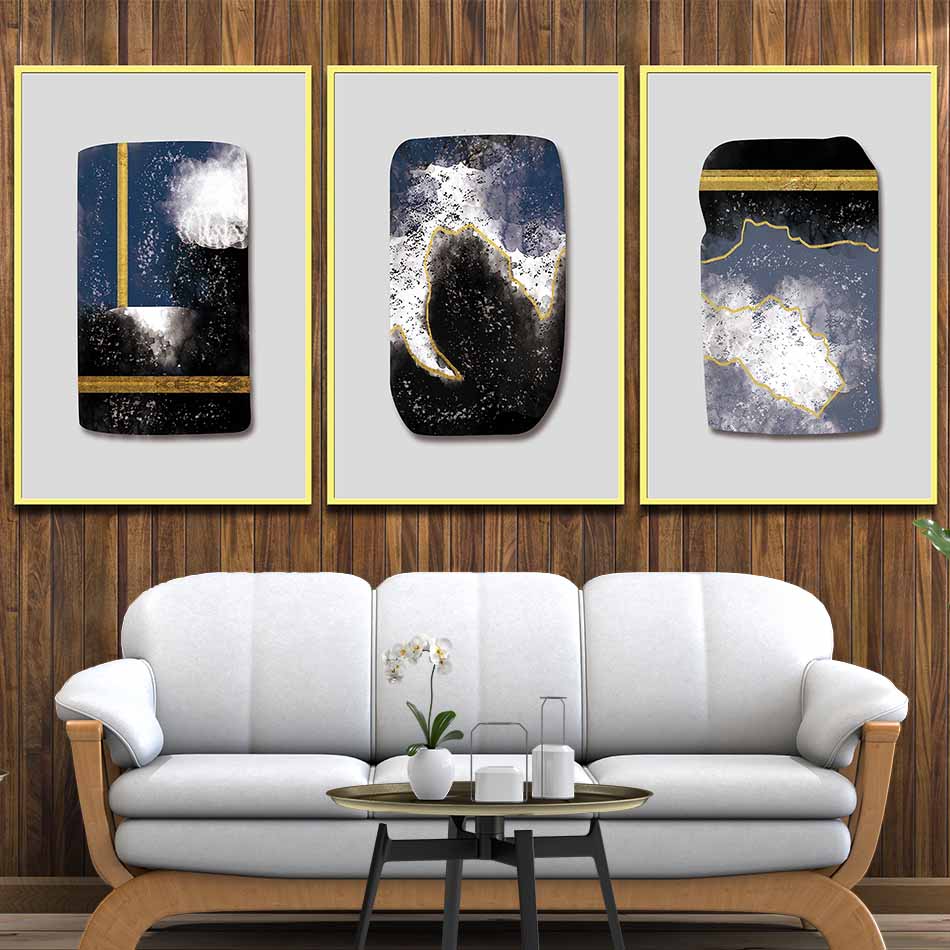 Bộ 3 tranh canvas treo tường Decor họa tiết trừu tượng - DC062