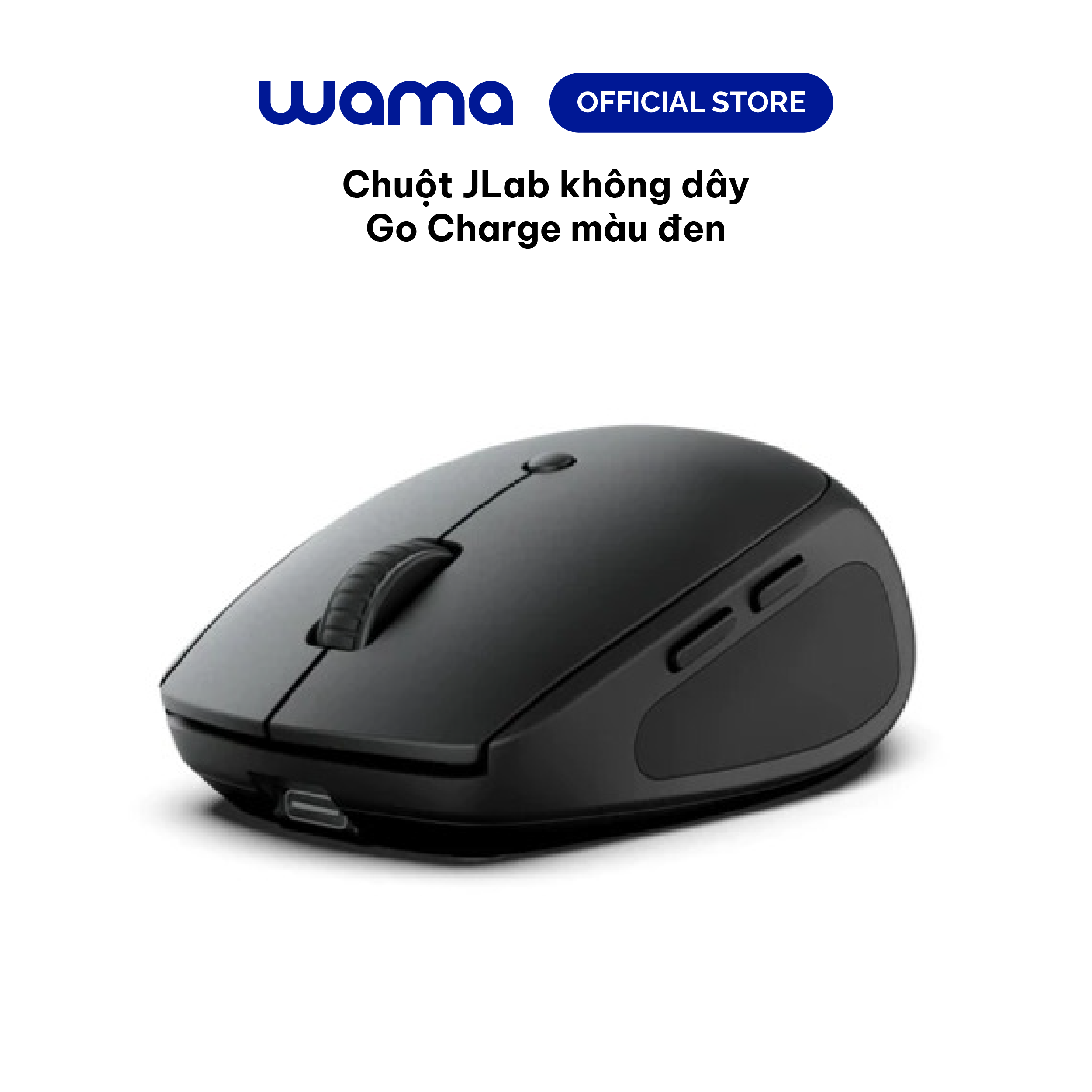 Chuột JLab không dây Go Charge màu đen, Bluetooth 5.0, pin sạc dùng 4 tháng, kết nối 3 thiết bị, DPI 1600, BH 2 năm- Hàng chính hãng