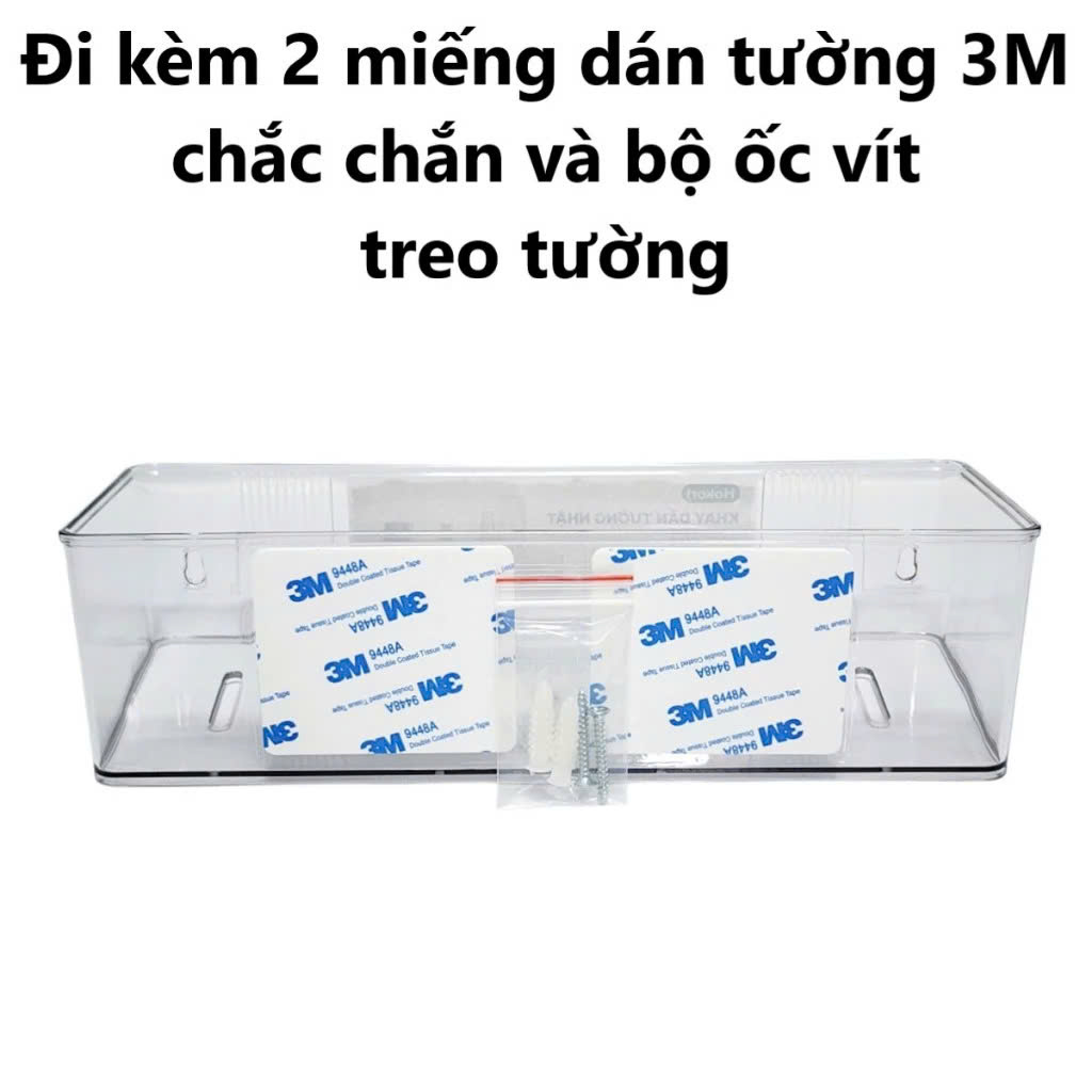 Kệ dán tường trong suốt HOKORI nhựa VIỆT NHẬT cao cấp - Đựng gia vị, đồ phòng tắm, khách, ngủ - Hàng chính hãng