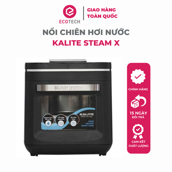 Nồi chiên không dầu hơi nước Kalite Steam X, công suất 1700W, dung tích 15L, bảng điều khiển điện tử, công nghệ chiên mới bằng hơi nước siêu nhiệt kết hợp Rapid Air, hàng chính hãng