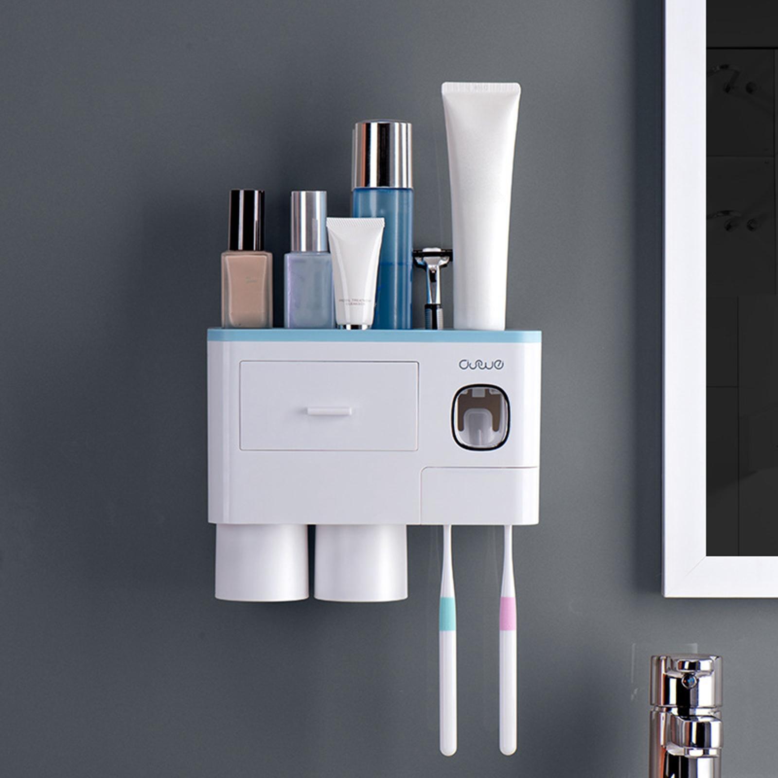 Punch-Free Wall-Mounted Toothbrush Holder Bathroom Rack Top Shelf Accs