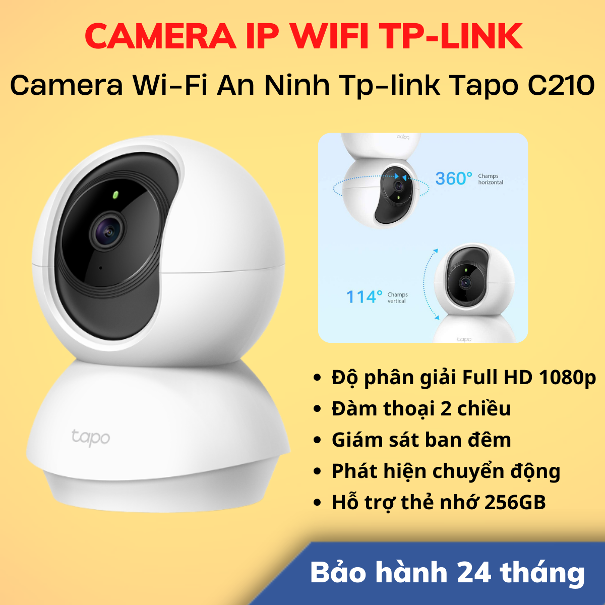 Camera Wifi TP-link Tapo C210 Camera 360 1080p | Hàng Chính Hãng | Màu Trắng