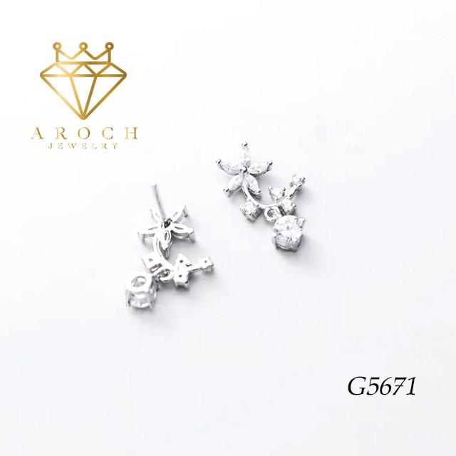 Khuyên Tai Bạc Ý s925 Gắn Đá Zircon Lạ Mắt G5671 - AROCH Jewelry