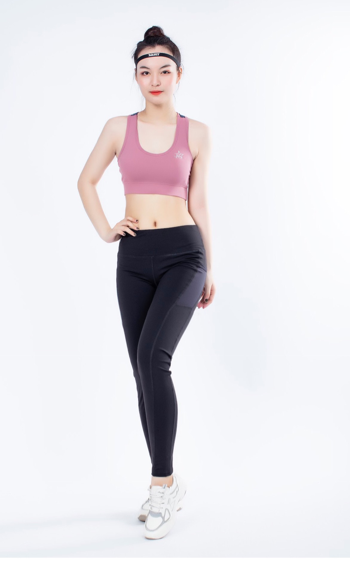 Quần legging dài tập thể thao nữ phối túi lưới