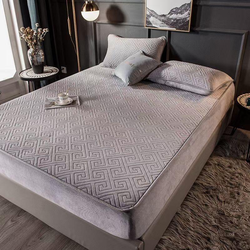 Bộ chăn ga nỉ nhung chữ vạn cao cấp