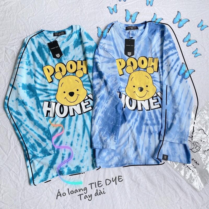 ÁO TIE DYE TAY DÀI LOANG XANH HÌNH GẤU POOH