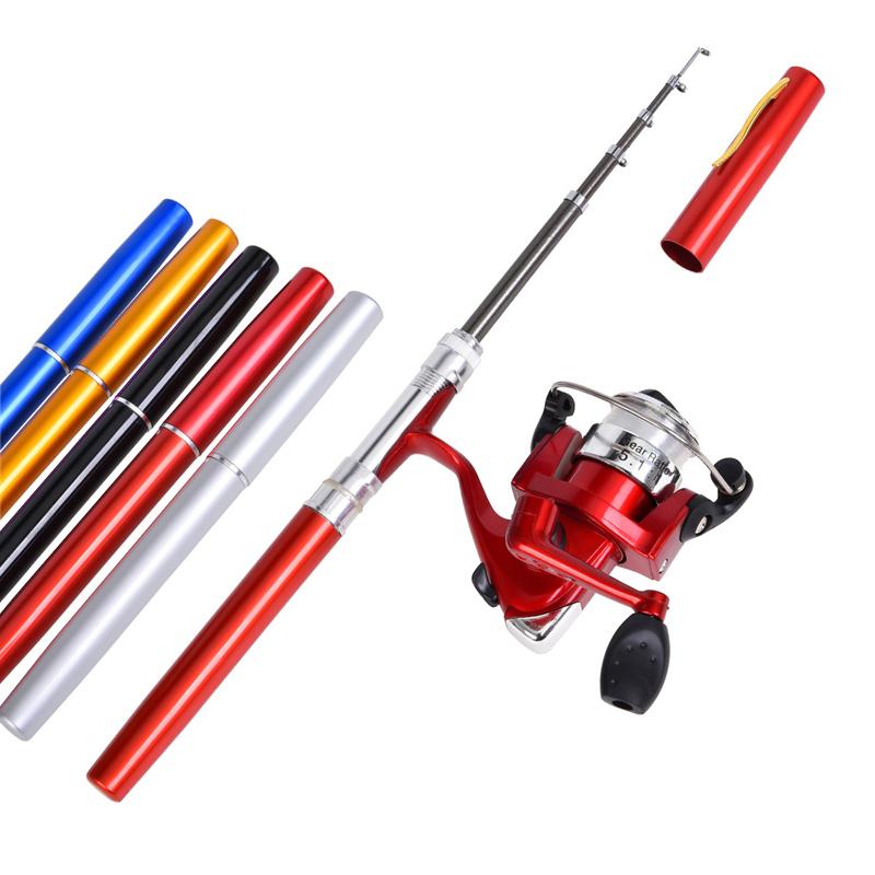 Cần câu cá mini bỏ túi hình cây bút với cuộn kết hợp bằng hợp kim nhôm