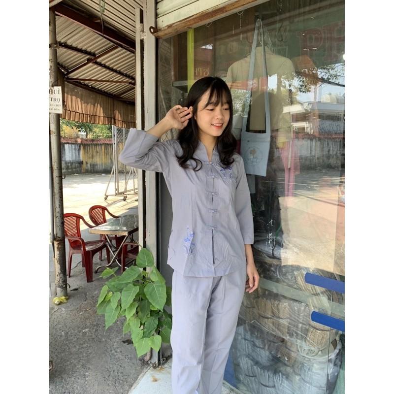 Đồ Lam Đi Chùa Pháp Phục Phật Giáo Bà Lai Tim s1